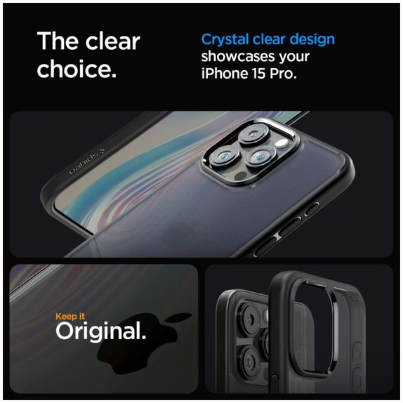 Spigen - Hülle Ultra Hybrid für iPhone 15 Pro, frost black