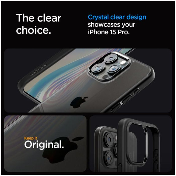 Spigen - Hülle Ultra Hybrid für iPhone 15 Pro, matte black