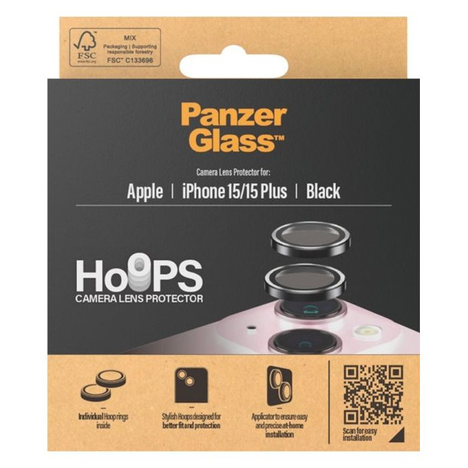 PanzerGlass - Kameraobjektiv-Schutzhülle Hoops für iPhone 15 und 15 Plus, transparent