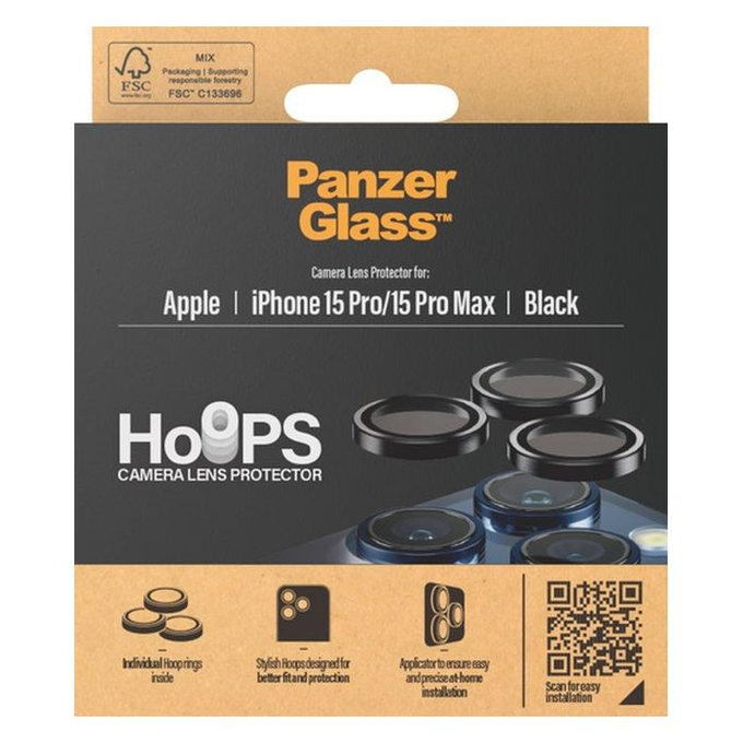 PanzerGlass - Kameraobjektiv-Schutzhülle Hoops für iPhone 15 Pro und 15 Pro Max, transparent