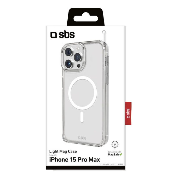 SBS - Hülle Light Mag mit MagSafe für iPhone 15 Pro Max, transparent