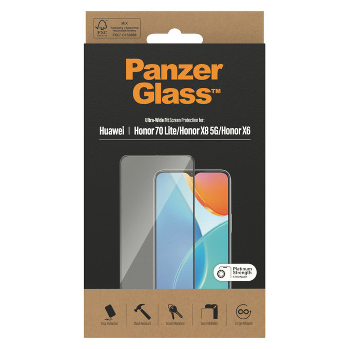 Panzerglas UWF für Honor 70 Lite, Schwarz, PanzerGlass