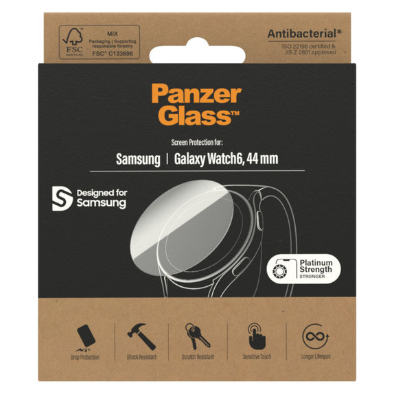 Panzerglas Flat Glass AB für Samsung Galaxy Watch6 44 mm, Klar, PanzerGlass