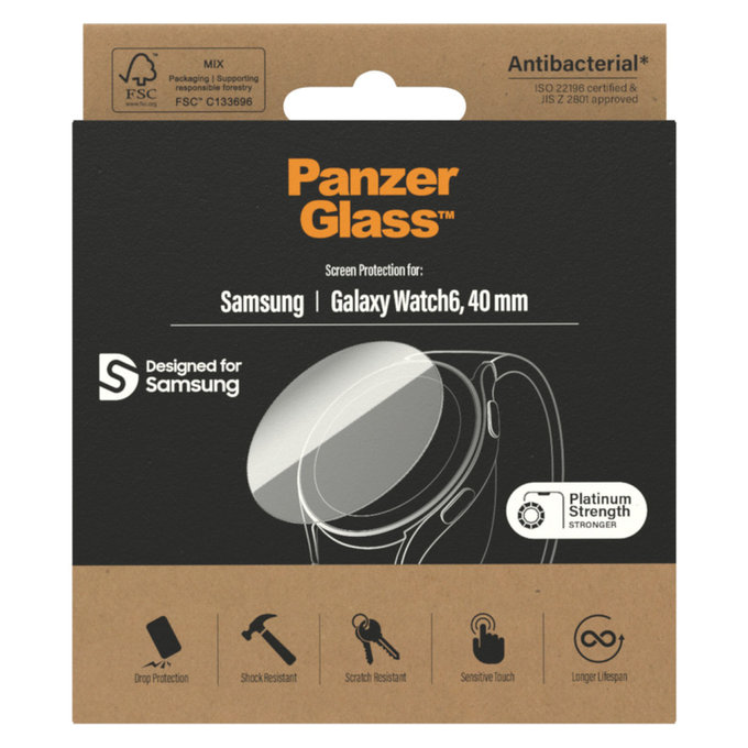 Panzerglas Flat Glass AB für Samsung Galaxy Watch6 40 mm, Klar, PanzerGlass