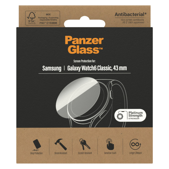 Panzerglas Flat Glass AB für Samsung Galaxy Watch6 43 mm, Klar, PanzerGlass