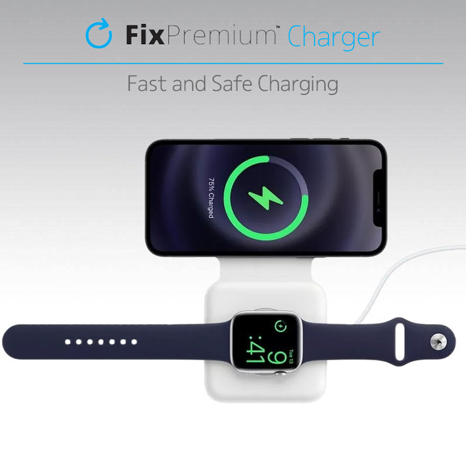 FixPremium - MagSafe Duo für iPhone und Apple Watch, weiss