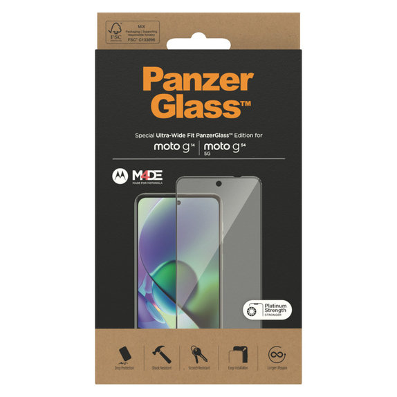 Panzerglas UWF für Motorola Moto G14/G54 5G, Schwarz, PanzerGlass