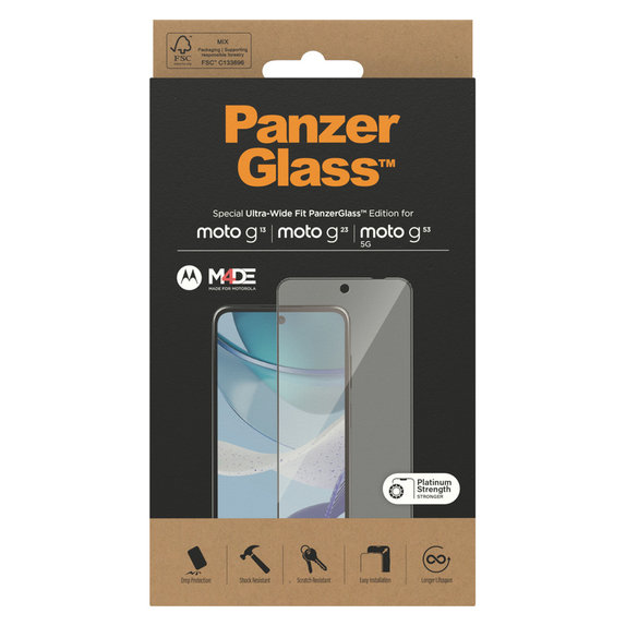 Panzerglas UWF für Motorola Moto G13/G23/G53 5G, Schwarz, PanzerGlass