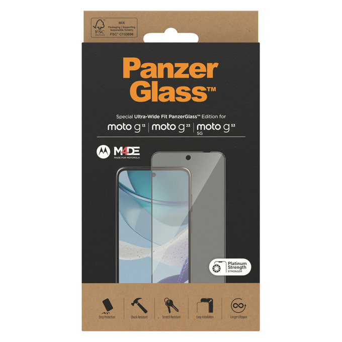 Panzerglas UWF für Motorola Moto G13/G23/G53 5G, Schwarz, PanzerGlass