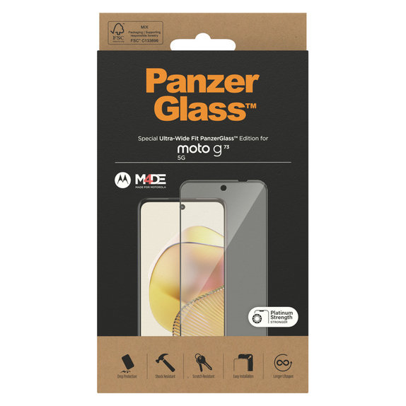 Panzerglas UWF für Motorola Moto G73 5G, Schwarz, PanzerGlass