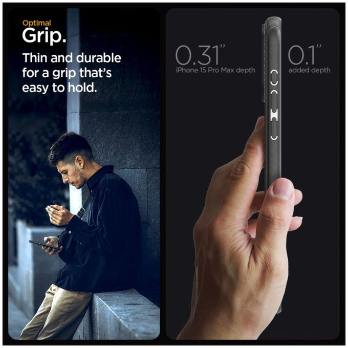 Spigen - Hülle Mag Armor mit MagSafe für iPhone 15 Pro Max, matte black