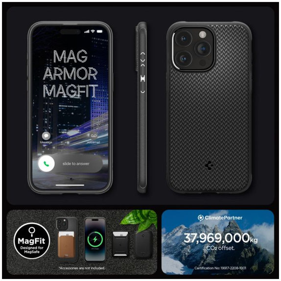 Spigen - Hülle Mag Armor mit MagSafe für iPhone 15 Pro, matte black