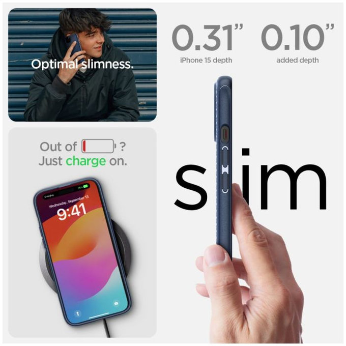 Spigen - Hülle Mag Armor mit MagSafe für iPhone 15, navy blue