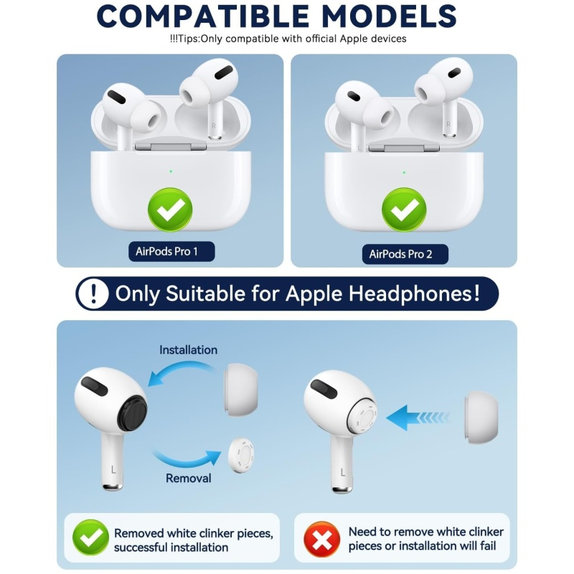 FixPremium - AirPods Pro Tips - Set 2 Stück (L, S), white
