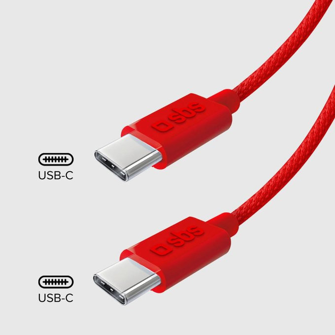 SBS - USB‑C/USB‑C Kabel USB-C/USB-C, 60W, PD, 1.5m, rot