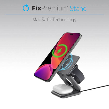 FixPremium - Klappbarer Ständer mit MagSafe, schwarz