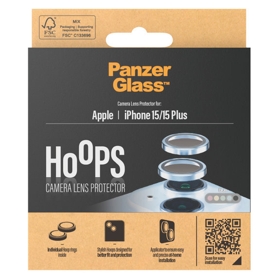 Kameraobjektivschutz Hoops für iPhone 15/15 Plus, Blau, PanzerGlass