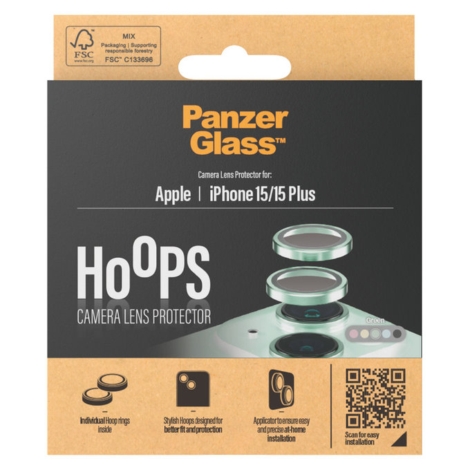 Kameraobjektivschutz Hoops für iPhone 15/15 Plus, Grün, PanzerGlass