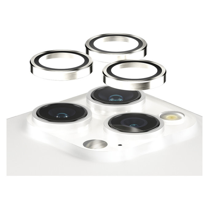 Kameraobjektivschutz Hoops für iPhone 15 Pro/15 Pro Max, White Metal, PanzerGlass