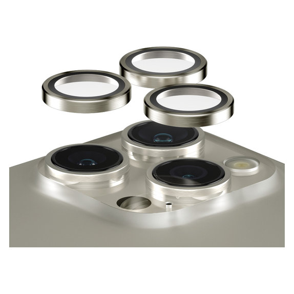 Kameraobjektivschutz Hoops für iPhone 15 Pro/15 Pro Max, Natural Metal, PanzerGlass