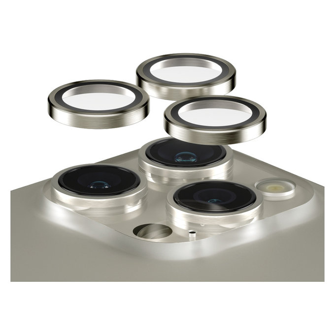 Kameraobjektivschutz Hoops für iPhone 15 Pro/15 Pro Max, Natural Metal, PanzerGlass