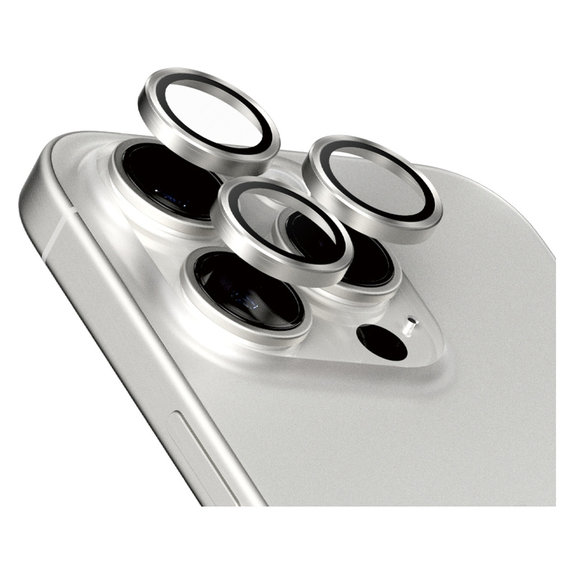 Kameraobjektivschutz Hoops für iPhone 15 Pro/15 Pro Max, White Titanium, PanzerGlass