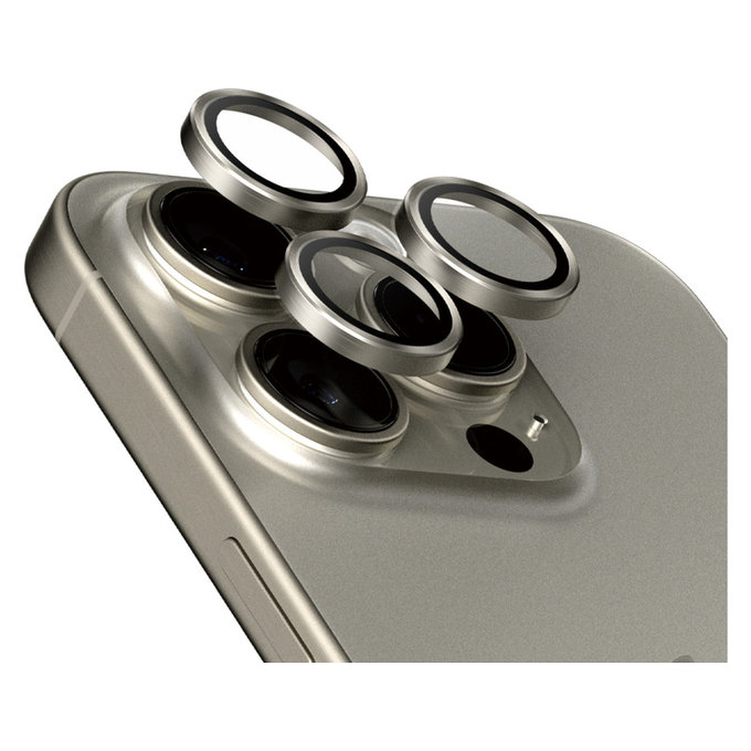 Kameraobjektivschutz Hoops für iPhone 15 Pro/15 Pro Max, Natural Titanium, PanzerGlass