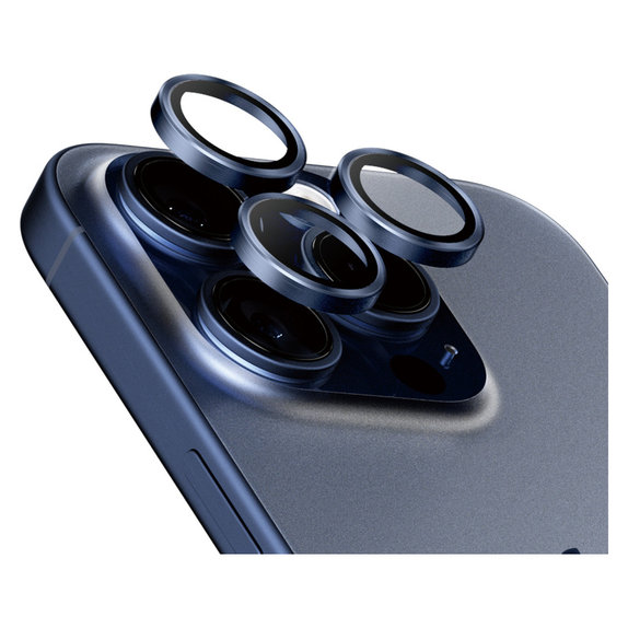 Kameraobjektivschutz Hoops für iPhone 15 Pro/15 Pro Max, Blue Titanium, PanzerGlass