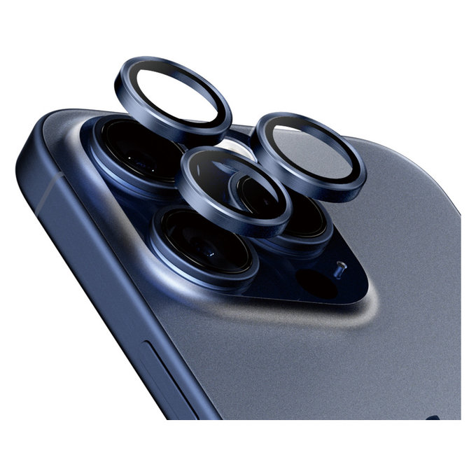 Kameraobjektivschutz Hoops für iPhone 15 Pro/15 Pro Max, Blue Titanium, PanzerGlass