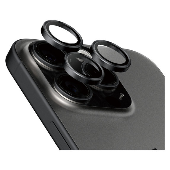 Kameraobjektivschutz Hoops für iPhone 15 Pro/15 Pro Max, Black Titanium, PanzerGlass