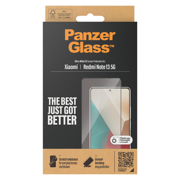 Panzerglas UWF für Xiaomi Redmi Note 13, Schwarz, PanzerGlass