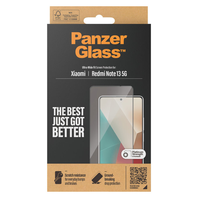 Panzerglas UWF für Xiaomi Redmi Note 13, Schwarz, PanzerGlass
