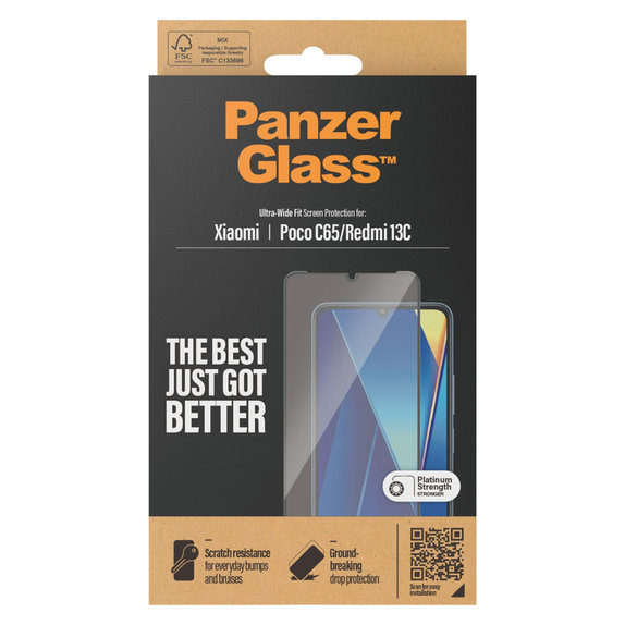 Panzerglas UWF für Xiaomi Redmi 13C, Schwarz, PanzerGlass