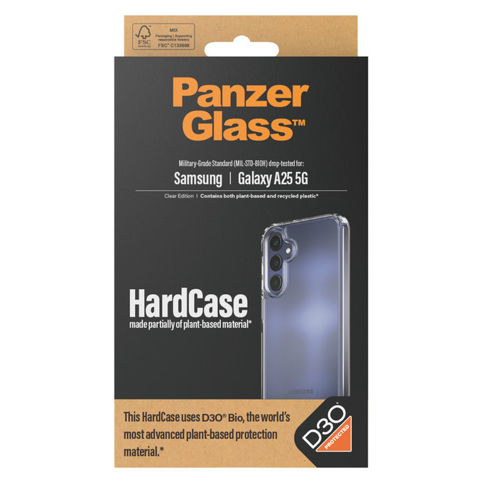 Hülle HardCase D3O für Samsung Galaxy A25 5G, Transparent, PanzerGlass