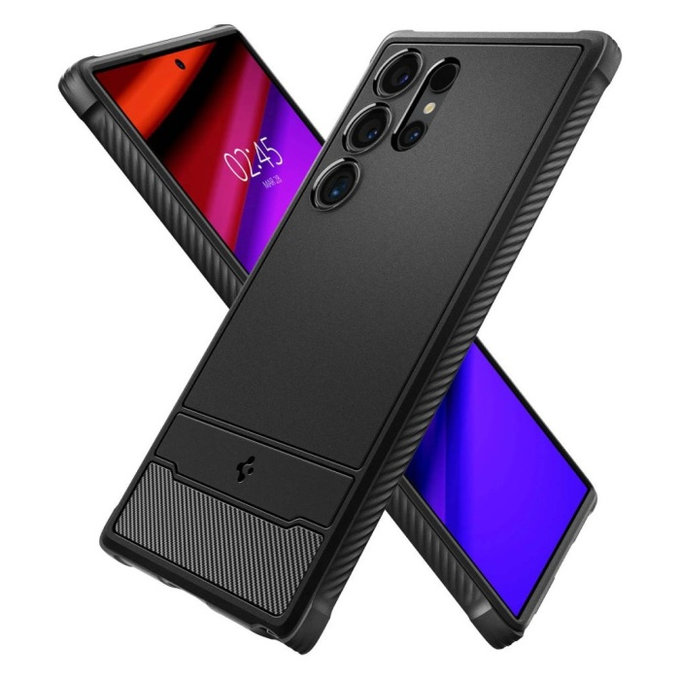 Spigen - Hülle Rugged Armor für Samsung Galaxy S24 Ultra, Matte Black