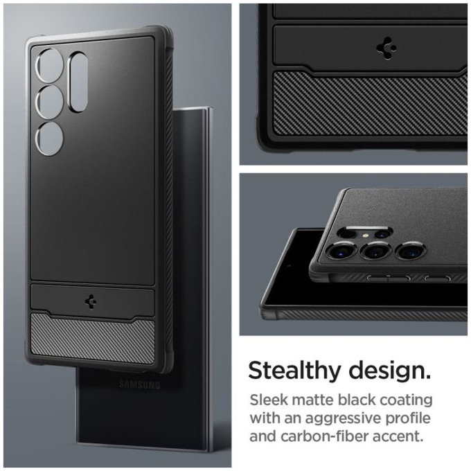 Spigen - Hülle Rugged Armor für Samsung Galaxy S24 Ultra, Matte Black