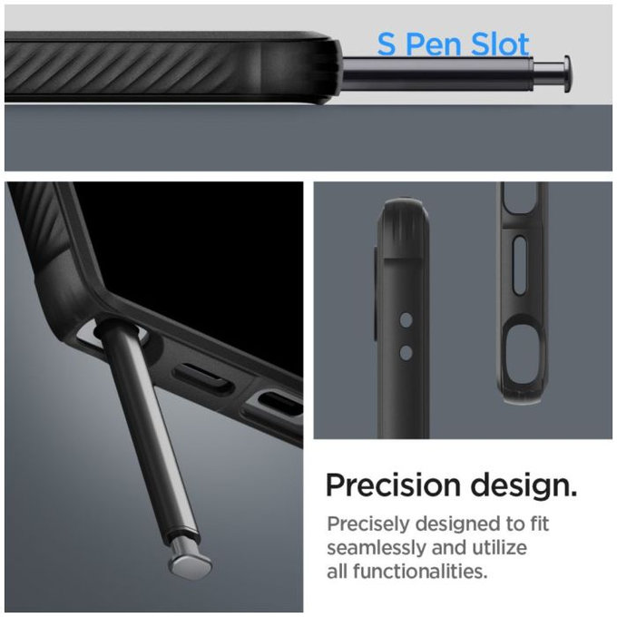 Spigen - Hülle Rugged Armor für Samsung Galaxy S24 Ultra, Matte Black