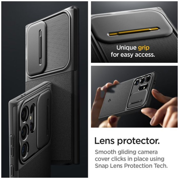 Spigen - Hülle Optik Armor für Samsung Galaxy S24 Ultra, schwarz