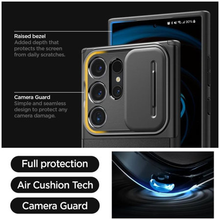 Spigen - Hülle Optik Armor für Samsung Galaxy S24 Ultra, schwarz