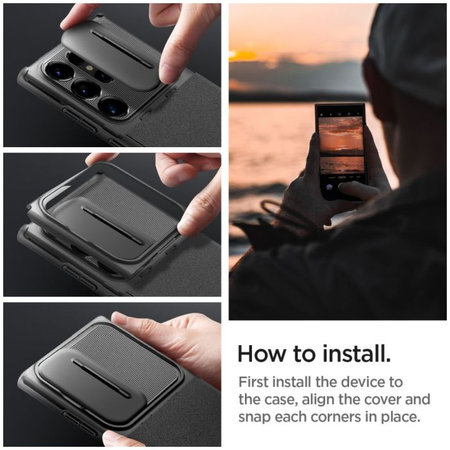 Spigen - Hülle Optik Armor für Samsung Galaxy S24 Ultra, schwarz