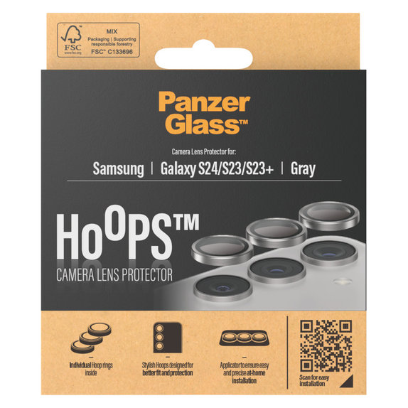 Kameraobjektivschutz Hoops für Samsung Galaxy S24/S23/S23+, Grau, PanzerGlass