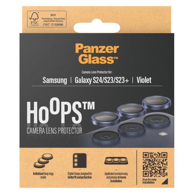 Kameraobjektivschutz Hoops für Samsung Galaxy S24/S23/S23+, Violett, PanzerGlass