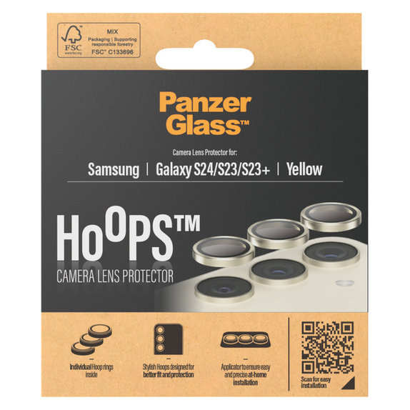 Kameraobjektivschutz Hoops für Samsung Galaxy S24/S23/S23+, Gelb, PanzerGlass