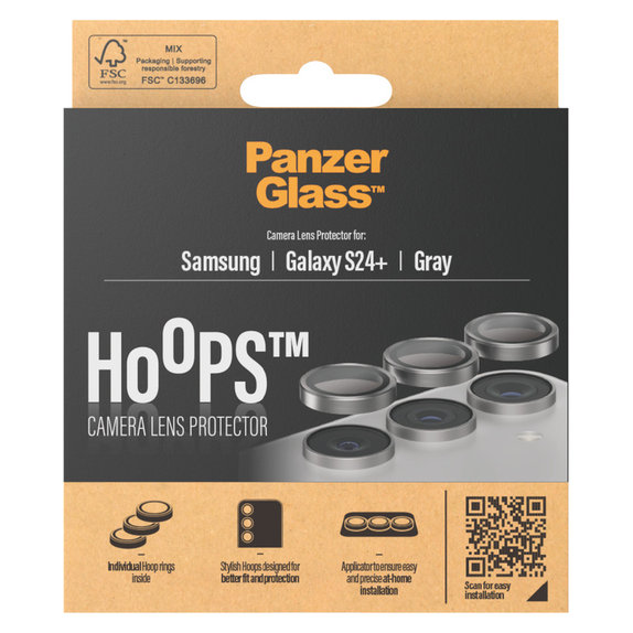 Kameraobjektivschutz Hoops für Samsung Galaxy S24+, Grau, PanzerGlass