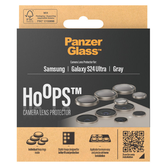 Kameraobjektivschutz Hoops für Samsung Galaxy S24 Ultra, Grau, PanzerGlass
