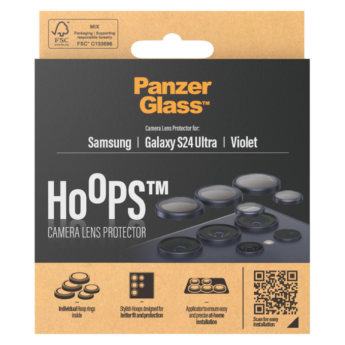 Kameraobjektivschutz Hoops für Samsung Galaxy S24 Ultra, Violett, PanzerGlass