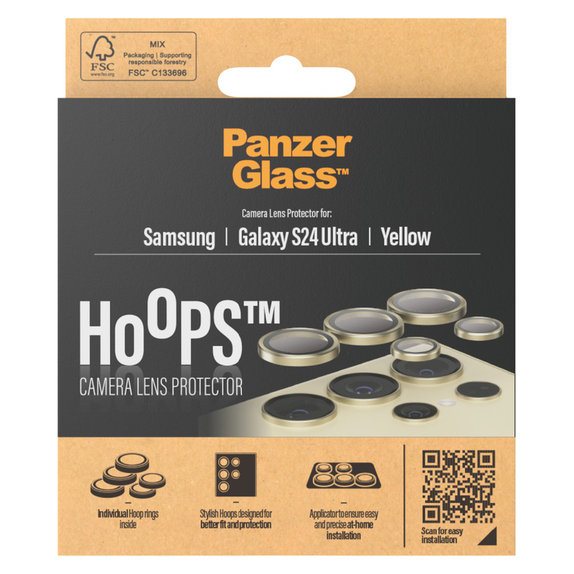 Kameraobjektivschutz Hoops für Samsung Galaxy S24 Ultra, Gelb, PanzerGlass