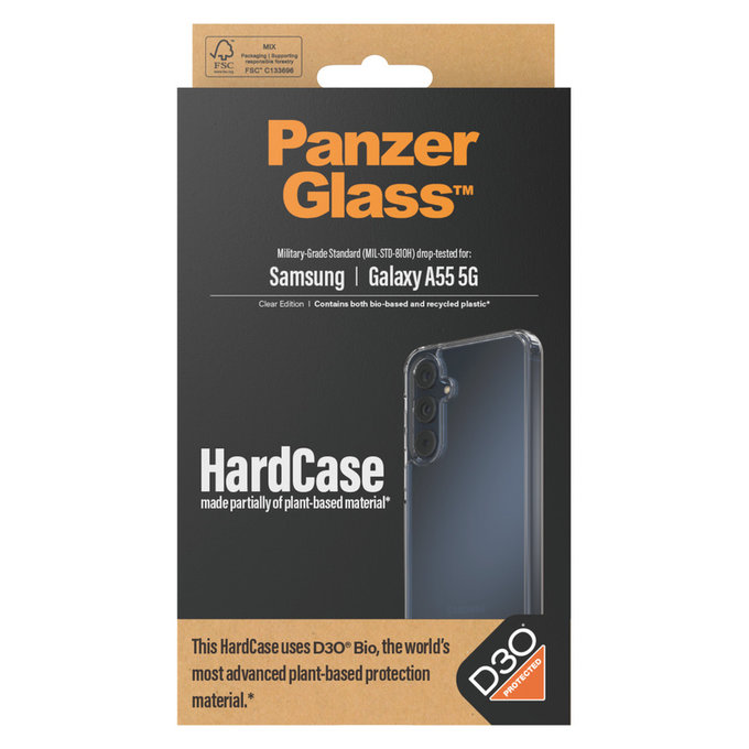 Hülle HardCase D3O für Samsung Galaxy A55 5G, Transparent, PanzerGlass