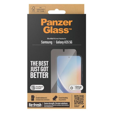PanzerGlass - Gehärtetes Glas Re:fresh UWF mit aplicator für Samsung Galaxy A35 5G, schwarz