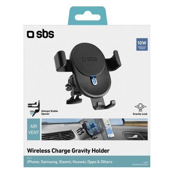 SBS - Fahrzeughalter Gravity mit Kabellos Laden, 10W, schwarz